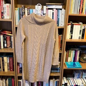 Banana Republic Camel Turtleneck Sweater Dress FLAWED